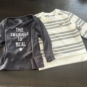 Carter's Gray and Cream Long Sleeve Tees